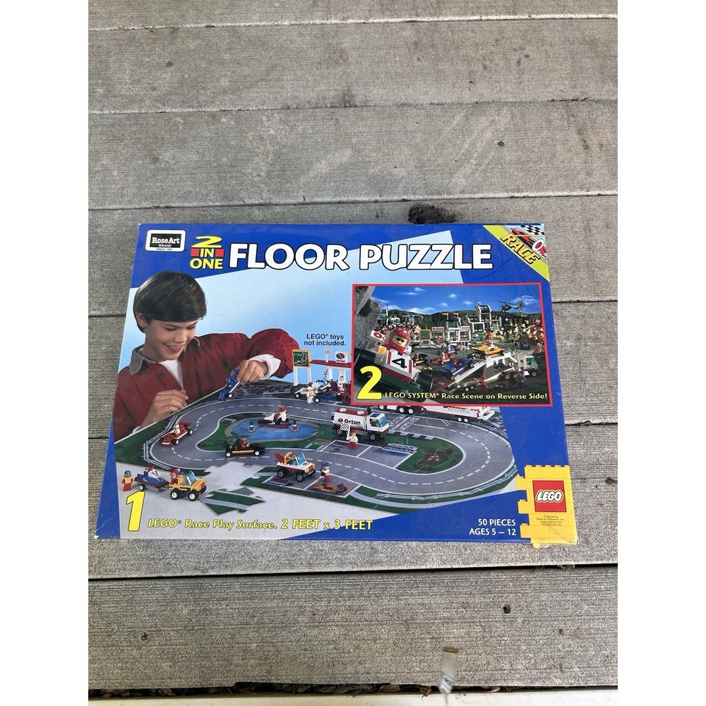 Vintage LEGO Rose Art #08099 System 2 IN 1 Floor Puzzle Racing Set 1996 Complete